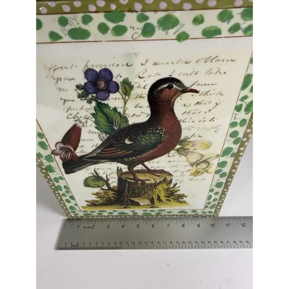 John Derian Decoupage Vase Wild Bird Illustrations Design Large Rectangular Vase